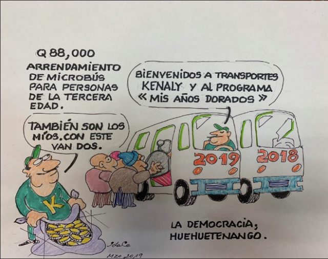 La Democracia, Huehuetenango, arrendó un microbus para trasladar a personas de la tercera edad del programa Mis Años Dorados 2019.