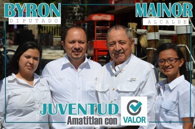 Mainor Orellana exalcalde de Amatitlán, y quiere regresar con Valor. Su hijo Byron busca una curul con el mismo partido (Foto: Facebook Valor).