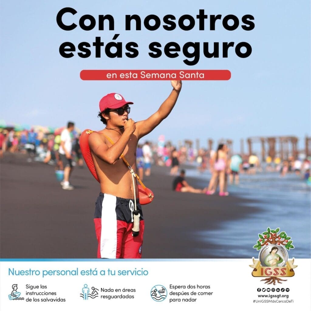 Cada Semana Santa, el IGSS recomienda en sus redes sociales esperar dos horas después de comer para volver a nadar, aunque no haya datos para respaldarlo. Foto: IGSS.