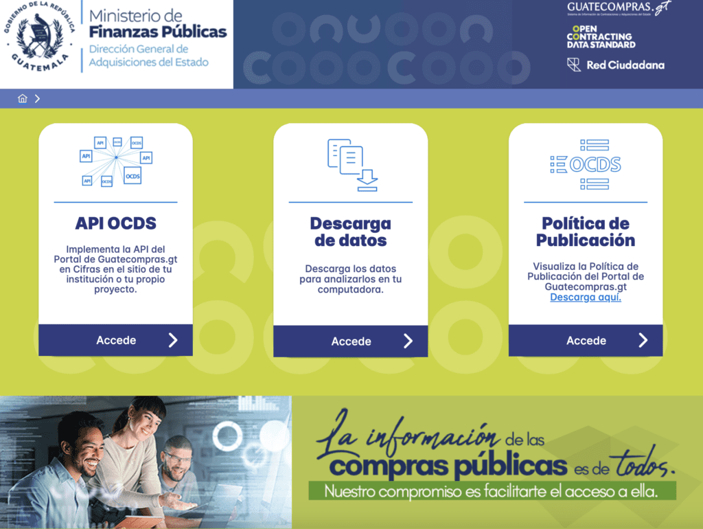 La información del Estándar de Datos para Contrataciones Abiertas proviene de Guatecompras.Gt.
