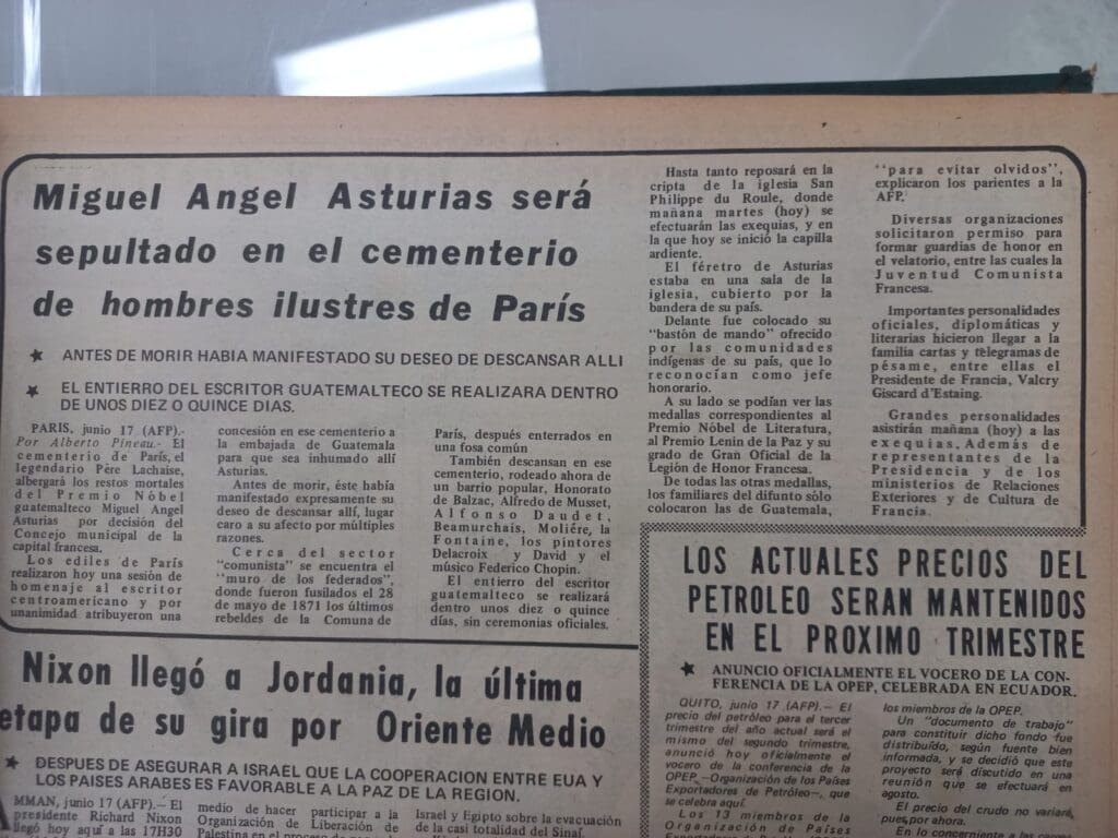 Nota de El Imparcial sobre el “próximo” entierro de Asturias.