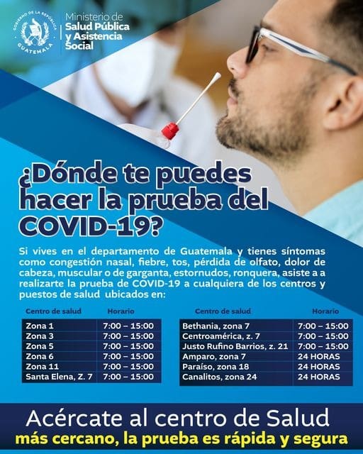 Lugares donde realizarse la prueba del Covid-19. Foto: ministerio de Salud.