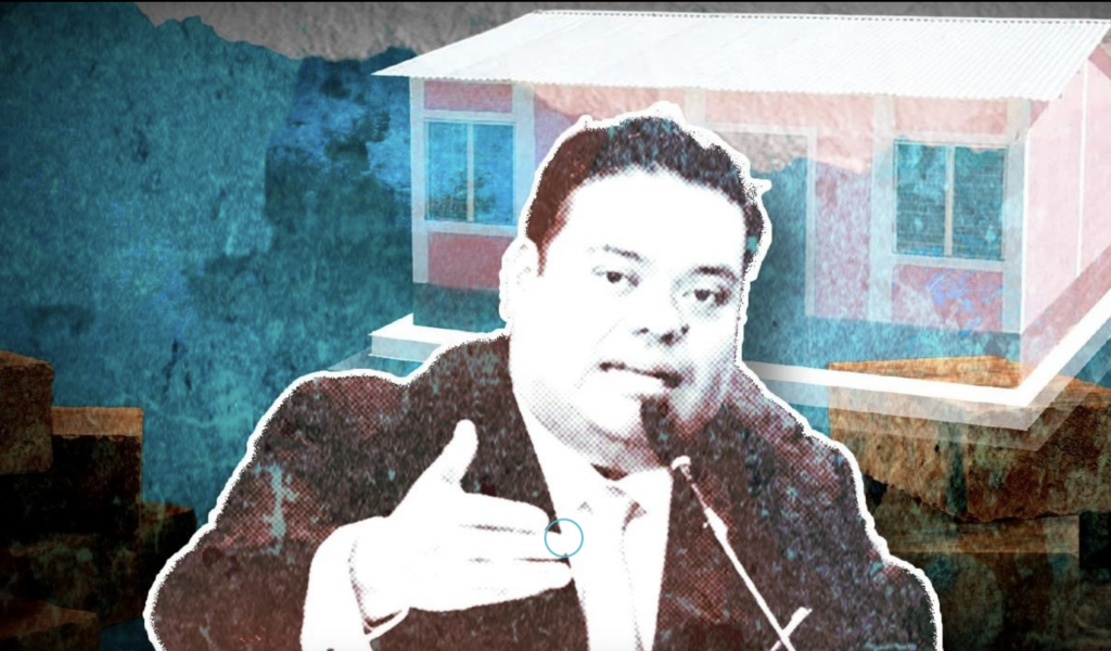 Daniel Chavajay, operador político de Allan Rodriguez y alcalde de San Juan La Laguna, Sololá. Ilustración: Plaza Pública.