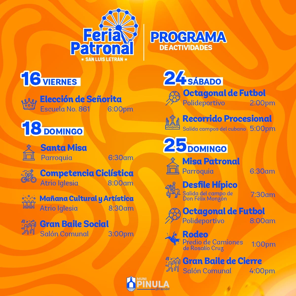 Invitación a la feria patronal de San Luis Letrán.