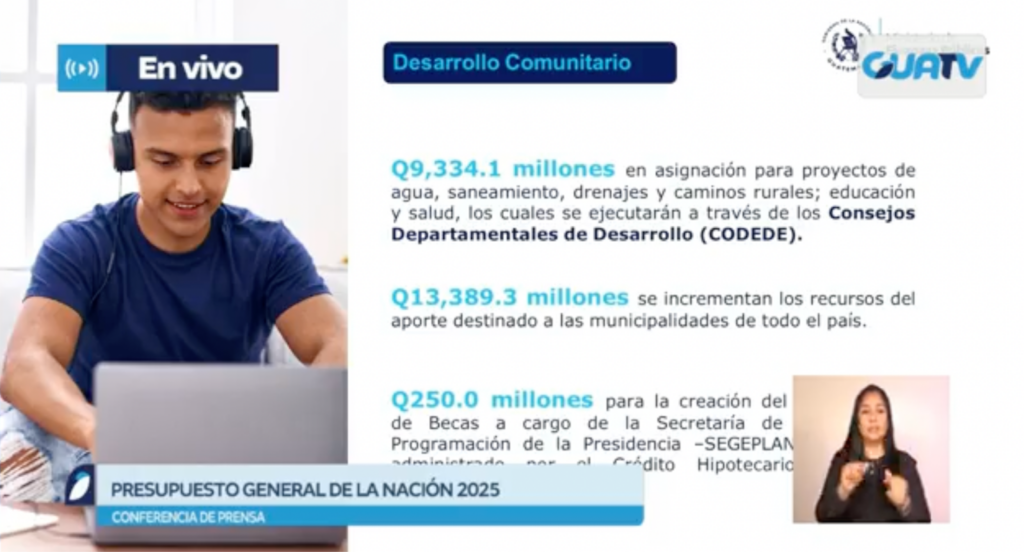 En su conferencia de prensa el viernes 28 de noviembre, el ministro Jonathan Menkos dio a conocer el monto total asignado a codedes.