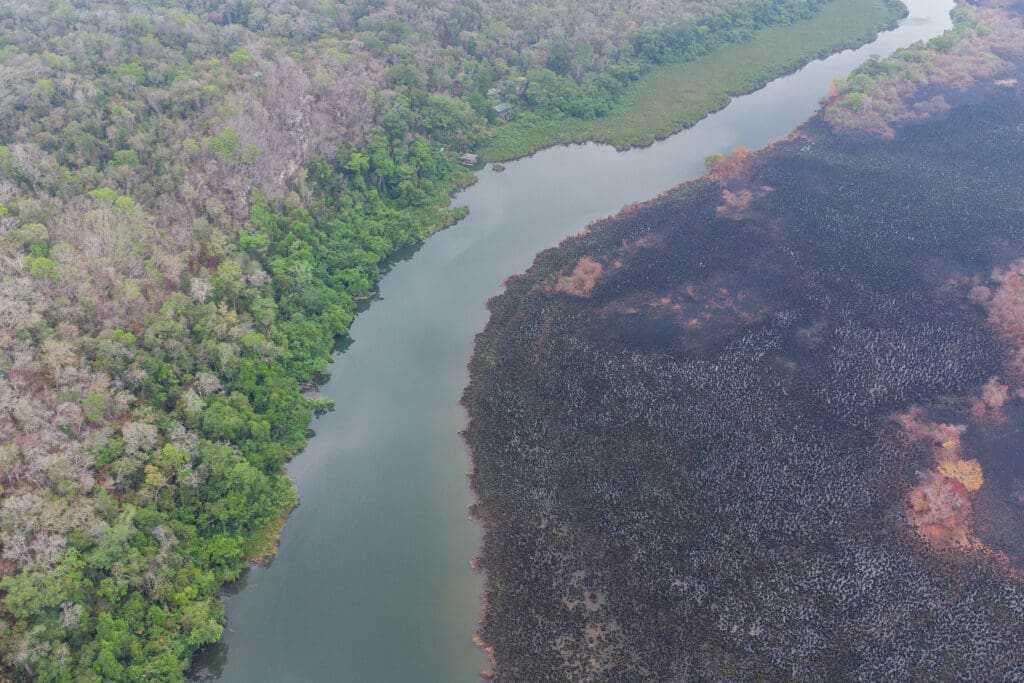 Incendio forestal en el Parque Nacional Laguna del Tigre, Petén temporada 2023-2024.