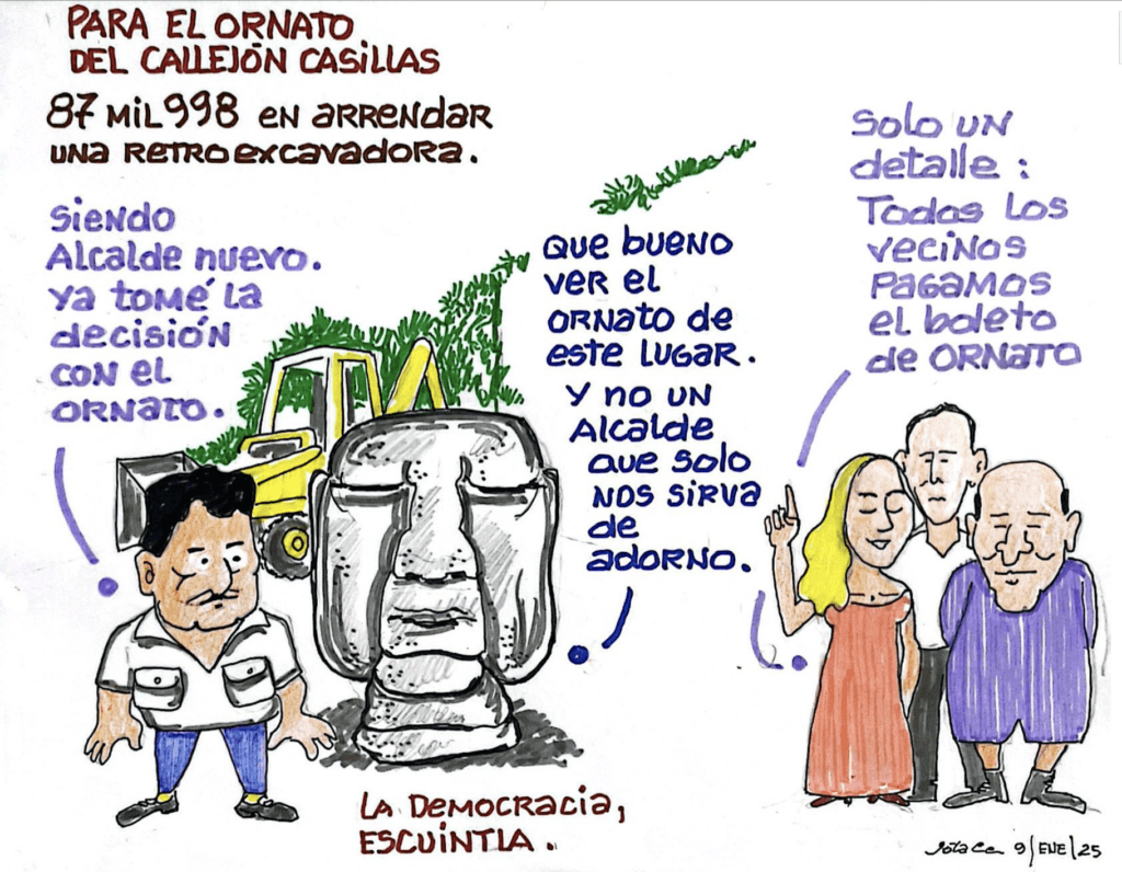 La retroexcavadora servirá para “ornato” del callejón Casías, que por cierto, en enero se paga el boleto de ornato. De febrero en adelante las municipalidades lo cobran con multa.