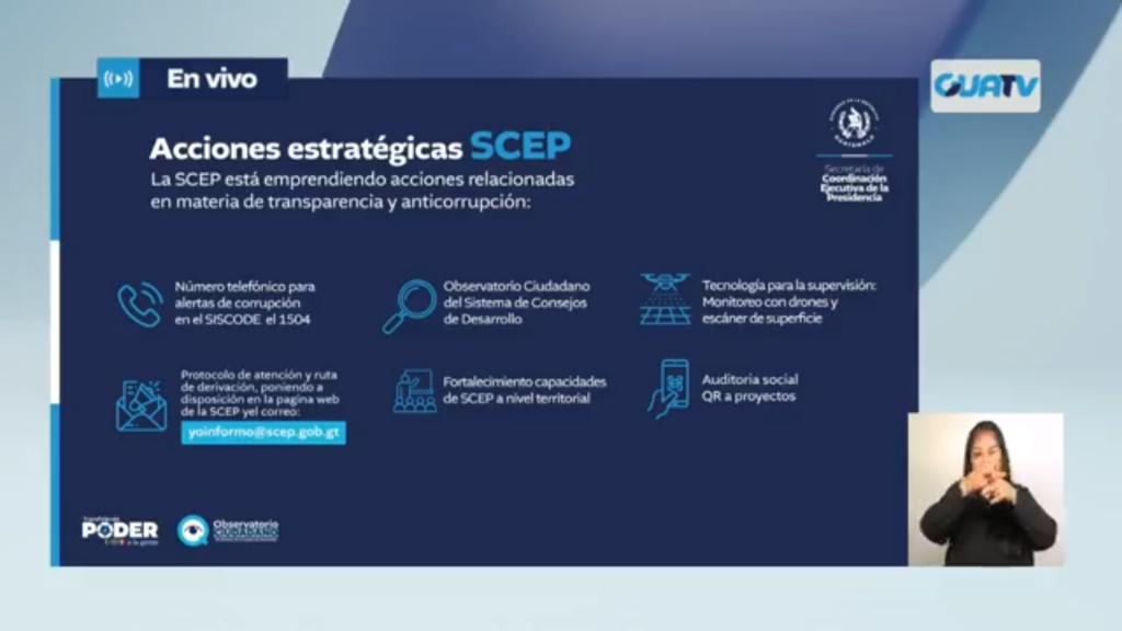 Observatorio Ciudadano del Sistema de Consejos de Desarrollo, Acciones de la SCEP