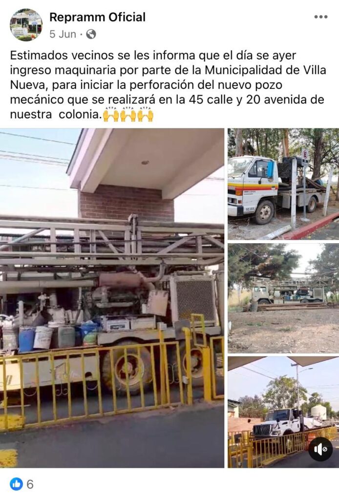 La Asociación de Vecinos Promejoramiento y Autogestión Administrativa de las Colonias Prados, Residencias y Villas de Monte María informó a través de su página de Facebook sobre la entrada de maquinaria a la residencia. Créditos: captura de pantalla.