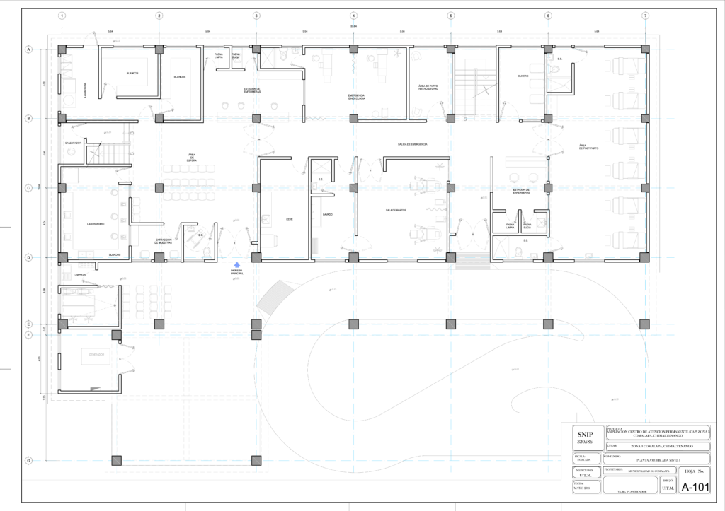 Planta amueblada, primer nivel del Centro de Atención Permanente (CAP).