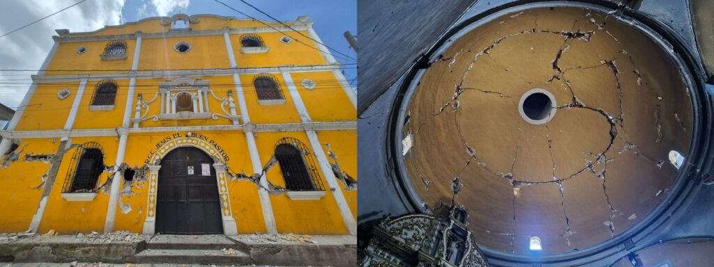 El Templo de la Renovación Carismática Catolica, una construcción reciente registró daños estructurales. Foto: Julio Sicán.