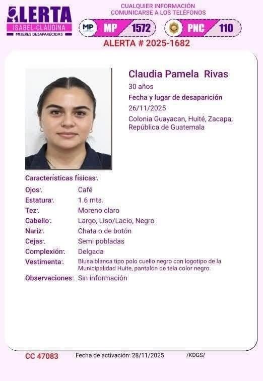 La alerta Isabel Claudina emitida.