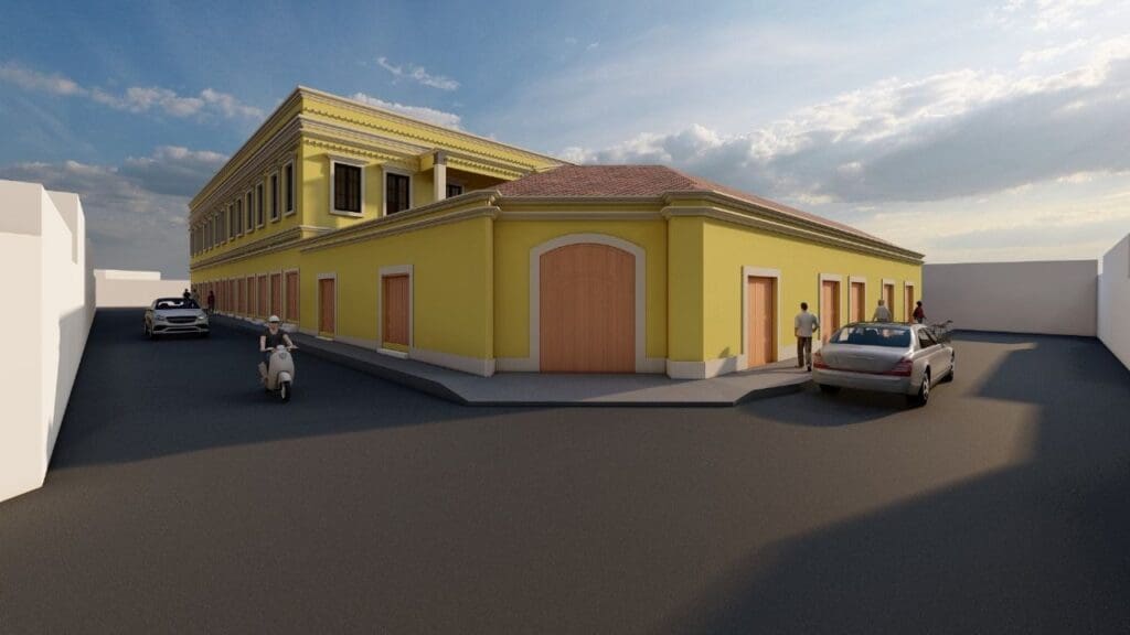 Este es el render de la fachada de cómo quedará el nuevo CAP de Salcajá. Imagen: municipalidad.