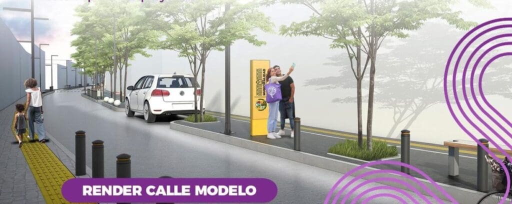 Este es el render de la “Calle Modelo”. Foto: municipalidad de San Raymundo Oficial.