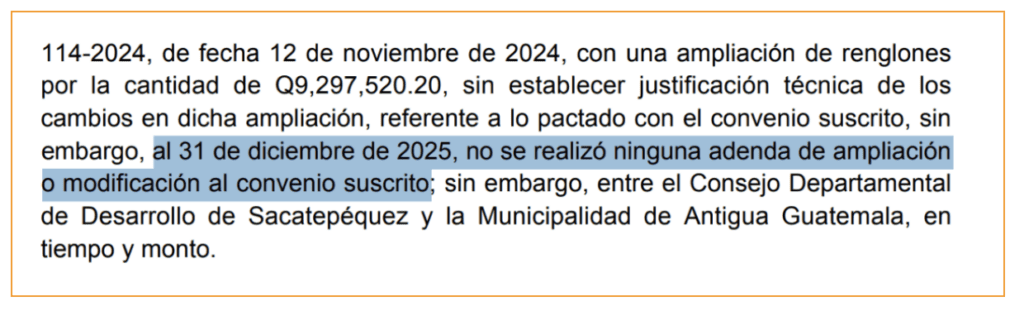 Señalamiento hacia la ejecución de escuela en la aldea San Mateo. Foto: Informe de Auditoría Financiera y de Cumplimiento, 2025.  
