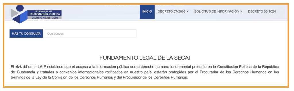 Fundamento legal de la Secretaría de Acceso a la Información Pública. Foto: Ministerio de Trabajo.
