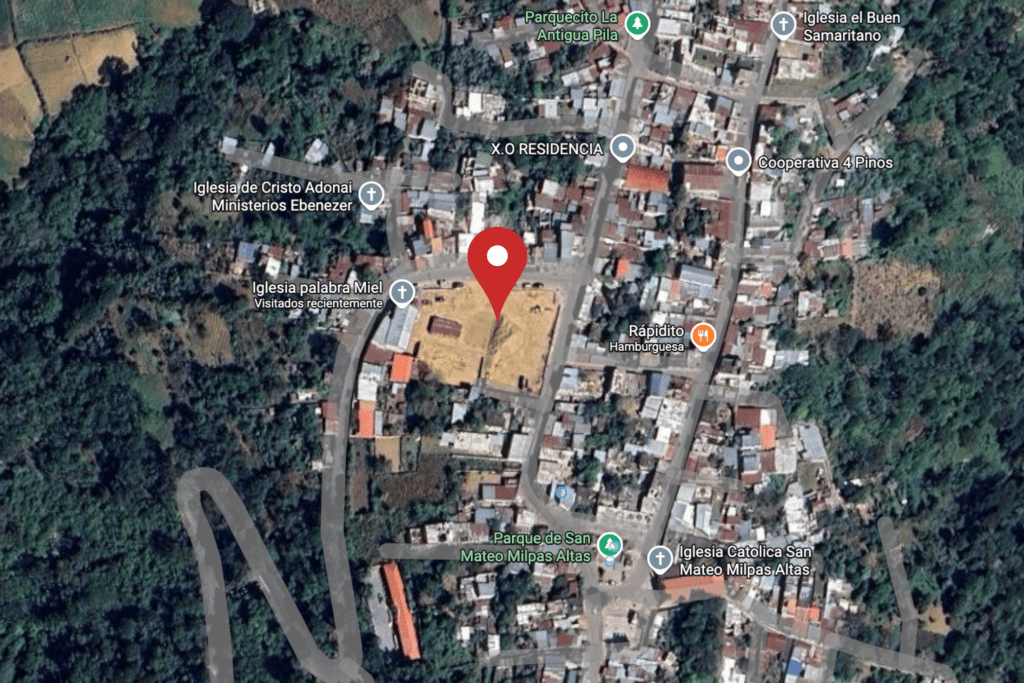 Ubicación de la Escuela primaria aldea San Mateo, Milpas Altas. Foto: Google Maps. 
